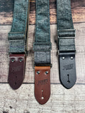 Josey Straps Pewter Slub Tolex with Midnight Ends Cotton backing *Free Shipping in the USA*
