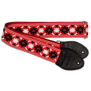 Souldier Straps Tulip Red 2" Guitar Strap with Black Leather Ends  *Free Shipping in the USA*