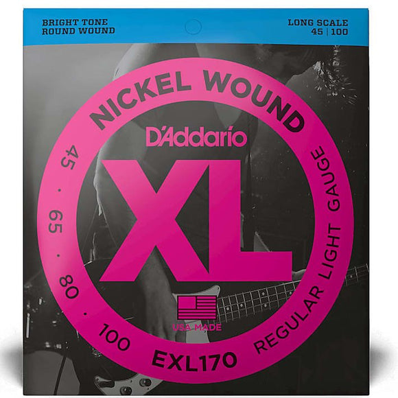 D'Addario EXL170 Nickel Wound Long Scale Bass Guitar Strings, Light Gauge