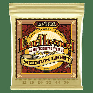 Ernie Ball Earthwood Medium-Light 80/20 Bronze Acoustic Guitar Strings, (.012 - .054) PO2003