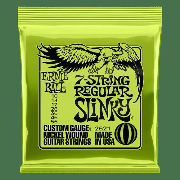 Ernie Ball 2621 7-String Regular Slinky Electric Guitar Strings, .010 - .056