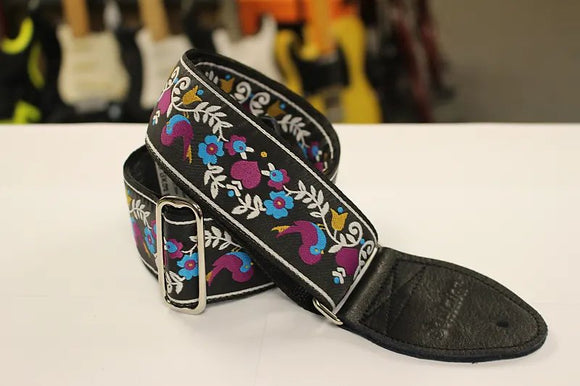 Souldier Guitar Strap Lovebirds black w/ black leather ends *Free Shipping in the USA