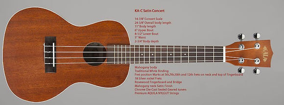 Kala KA-C Concert Ukulele - Satin  Laminated Satin Mahogany